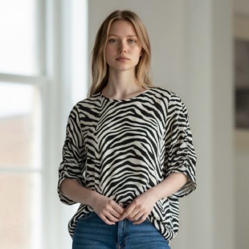 LOFT Black and White Zebra Print Blouse